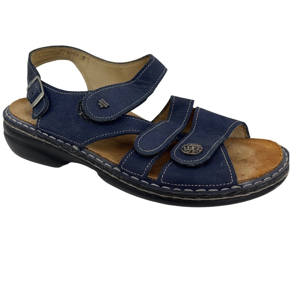 Finn Comfort Sandals Womens 38 Blue‎ Excellent Leather Slingback Adjustable